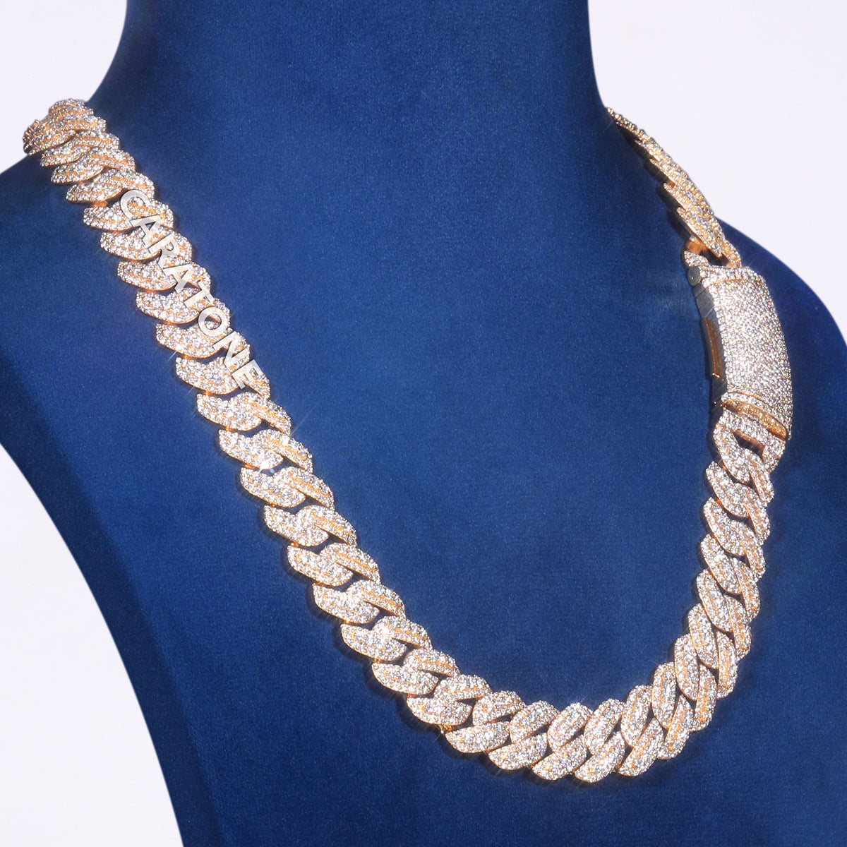 24 Inch 10 MM Custom Iced-Out Cuban Chain Yellow Gold Tone