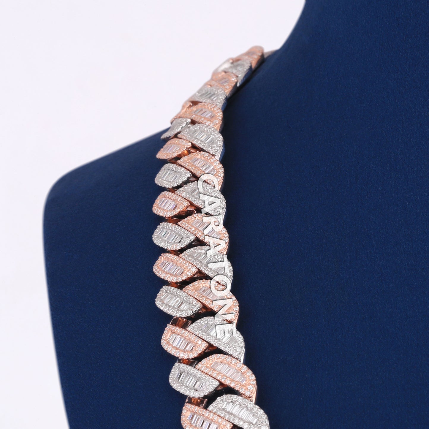 22 inch Diamond Cuban Necklace Two Tone 16mm Cuban Link Chain with Baguette Round Lab Diamond Necklace Mens Custom Miami Gold Cuban Link Chain