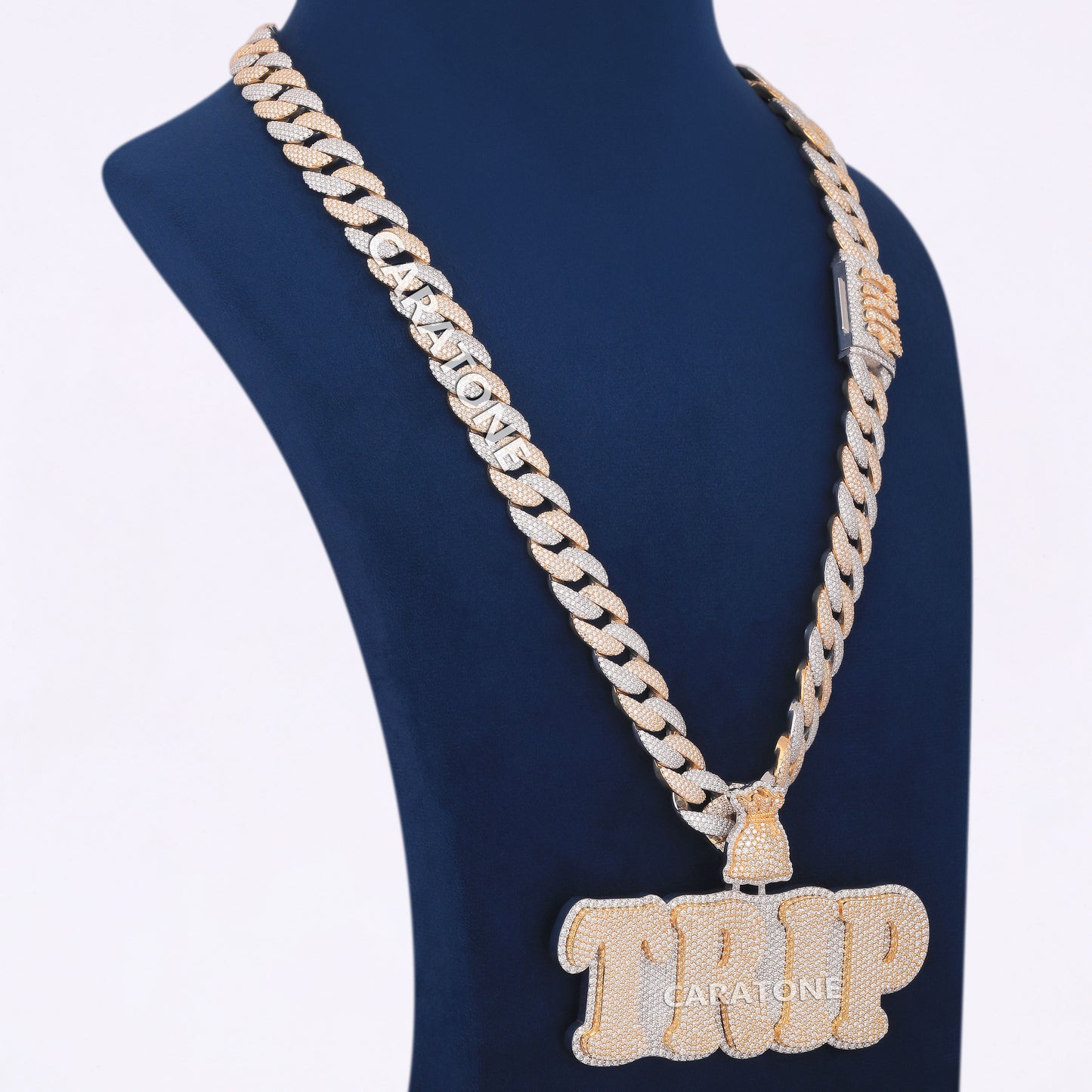 Two Tone Color 925 Sterling Silver With Lab Diamond Chain With Pendant
