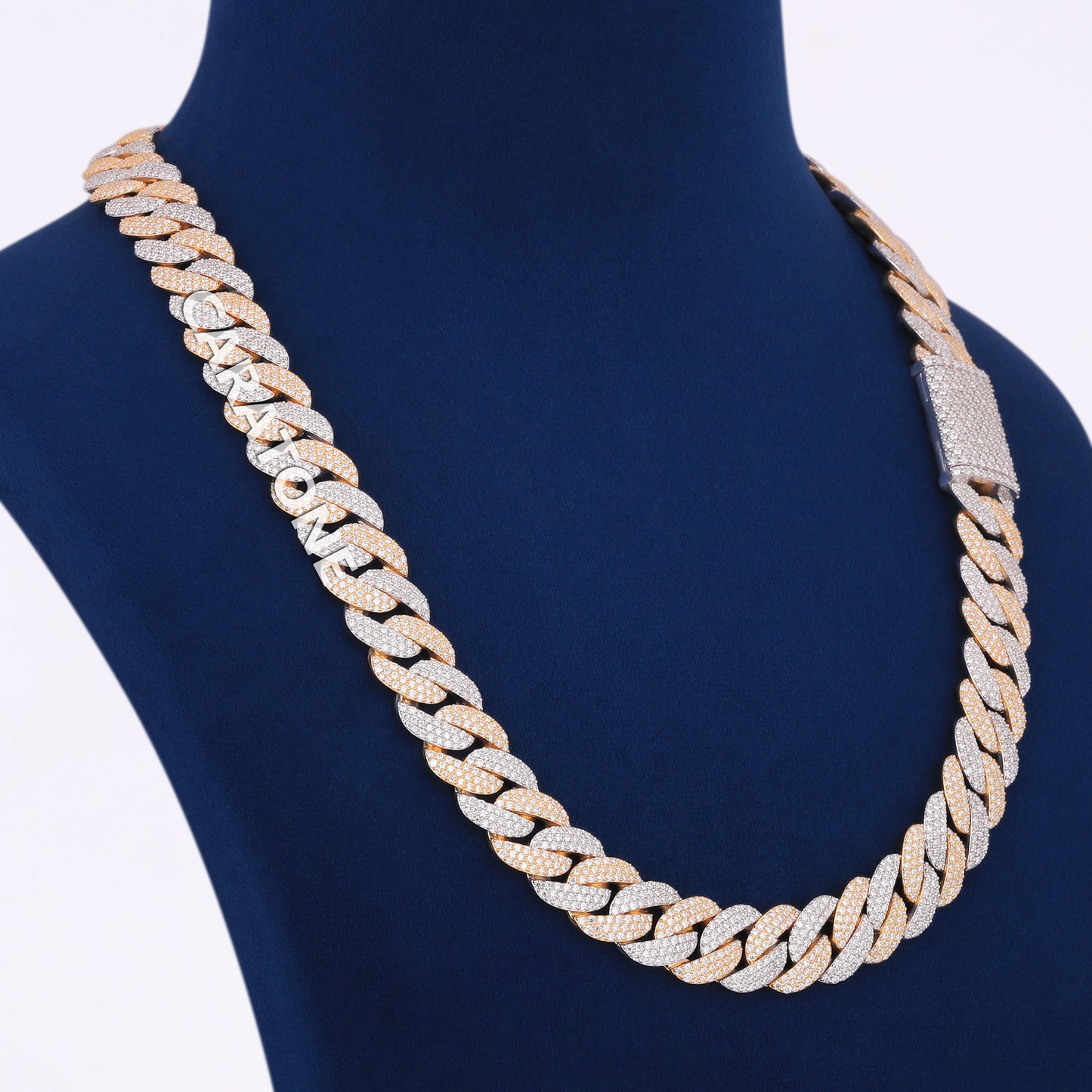 22 inch 14mm Two Tone Silver Yellow 14k gold Moissanite Cuban Link Chain Biggest rapper Chains