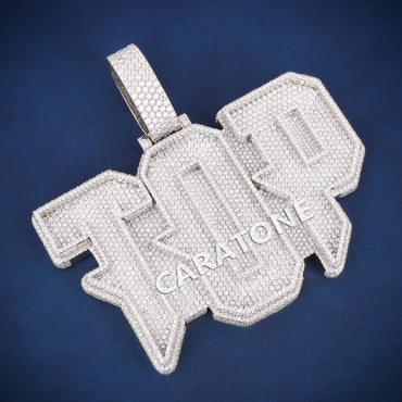 Bold 925 silver lab d vvs pendant with baguettes