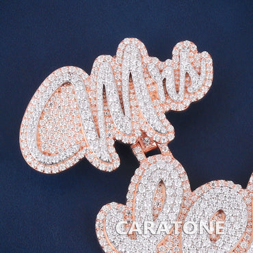 Custom Womens Diamond Letter Pendant Necklace with Two Tone Silver Rose Gold Diamond Unique Customized Initial Pendants