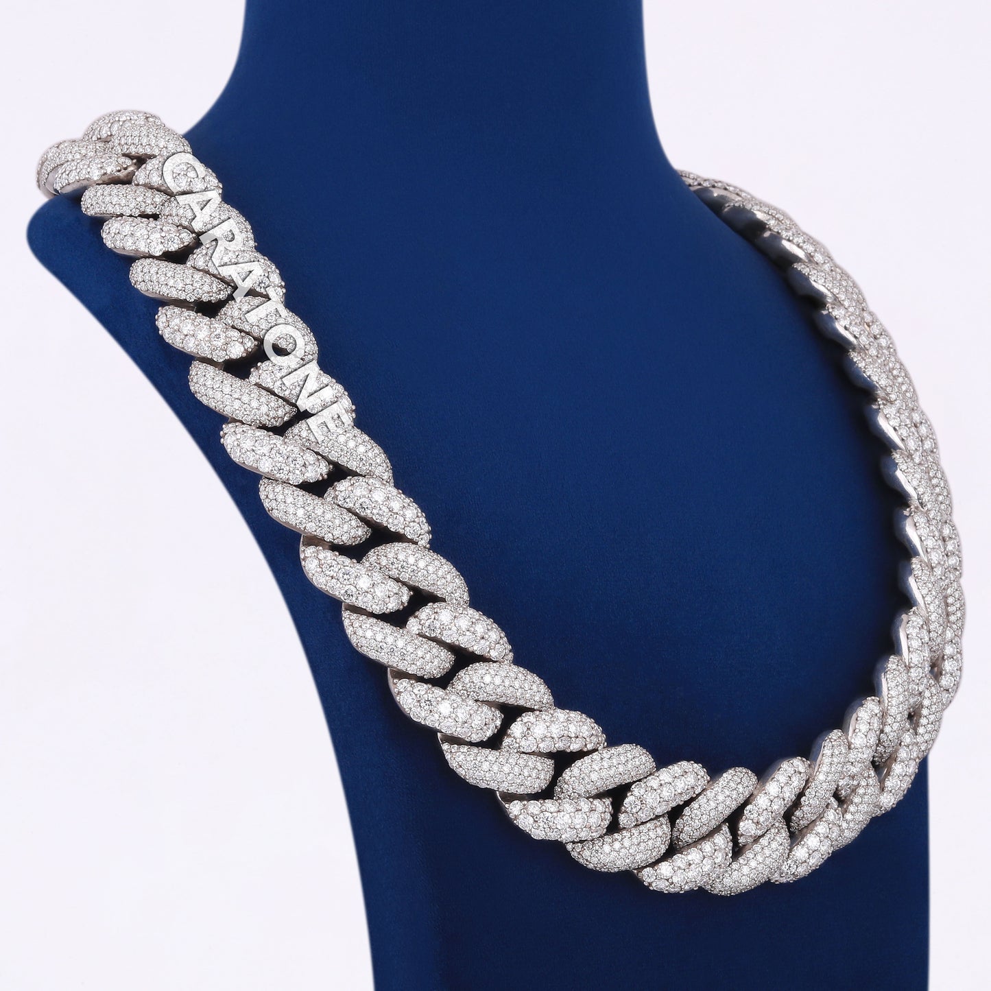 28 Inch 30mm Mosaic Setting Diamond Custom Rapper Mens Cuban Link Chains in Silver Iced Out Luxury Chains