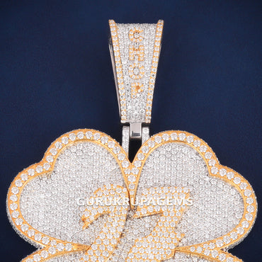 Custom Iced Out Four Leaf Clover Hip Hop Pendant with 27 Logo & Lab Grown Diamonds
