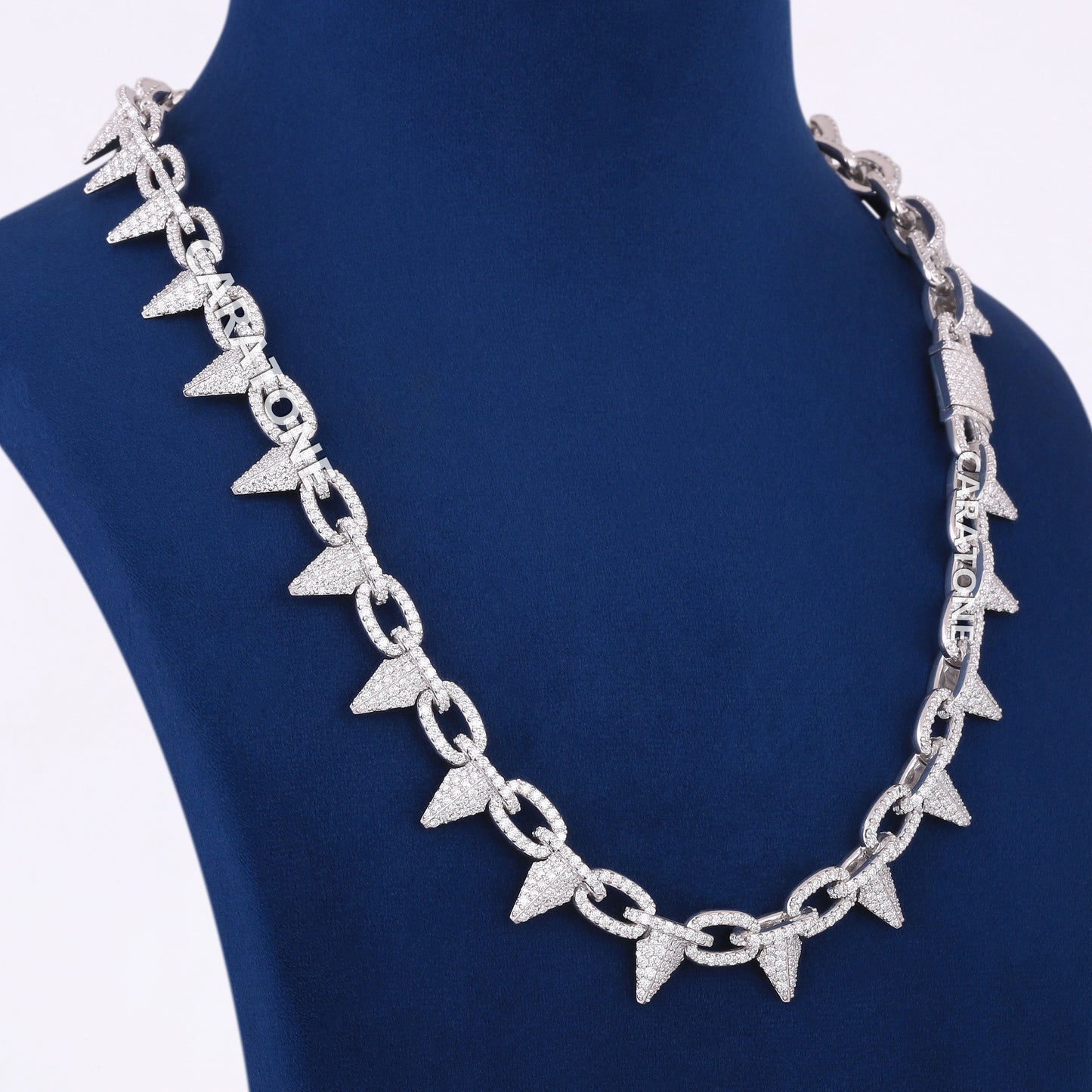 22 inch New Big Heavy Spiked Cuban Link Chain Iced Out Choker Necklace 14mm Fully Silver Diamond Chains Rappers