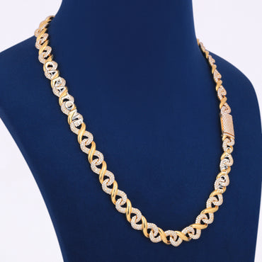 22 inch 10mm Yellow Gold Plated Cuban Infinity Link Chain 14k Gold Full Iced Out Necklace for Unisex