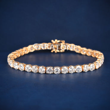 Iced Out Gold Tennis Bracelet for Women with Big Diamonds and Luxury Drip