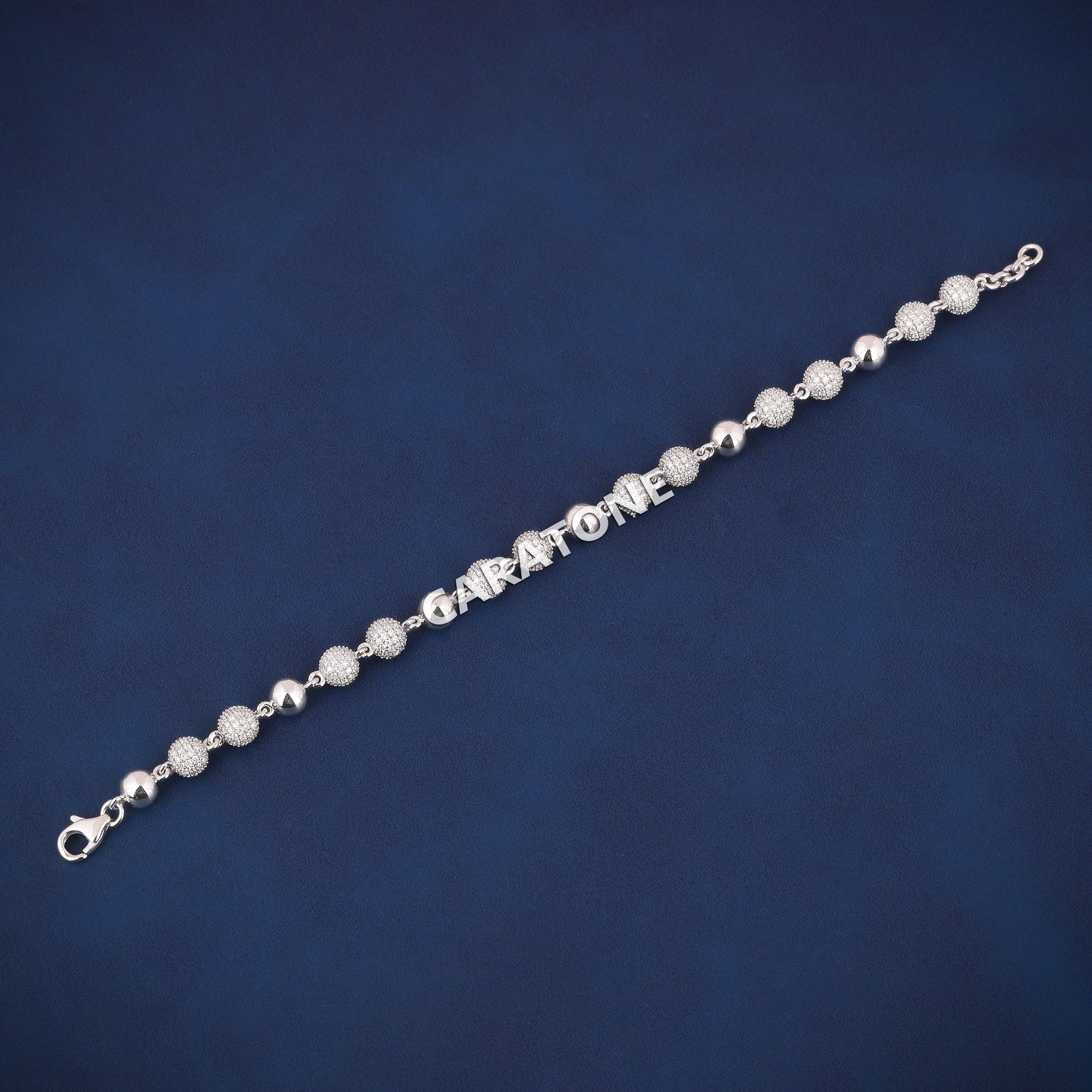 6 Inch 5.5mm Silver Diamond Round Ball Bracelet Iced Out Bead Design for Men & Women