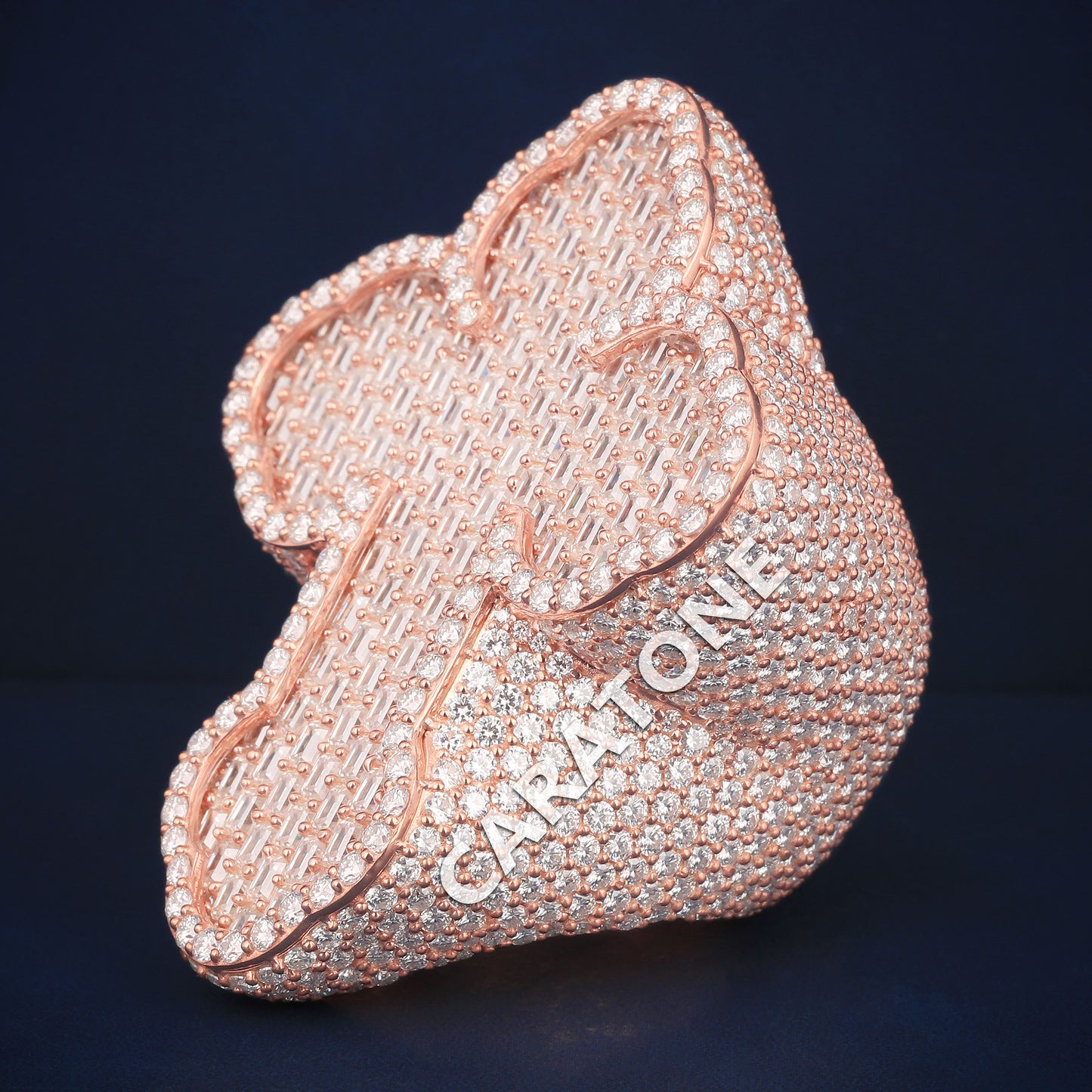 Customise hip hop cross diamond ring in rose gold d vvs clarity