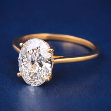 Custom Unique Wedding Rings Womens in Yellow Gold Band Oval Diamond Engagement Ring