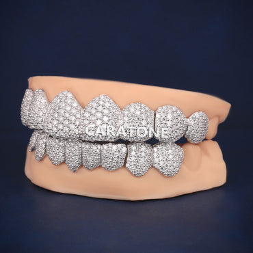 Custom Iced Out 925 Sterling Silver Diamond Teeth Most Expensive Celebrity Grillz
