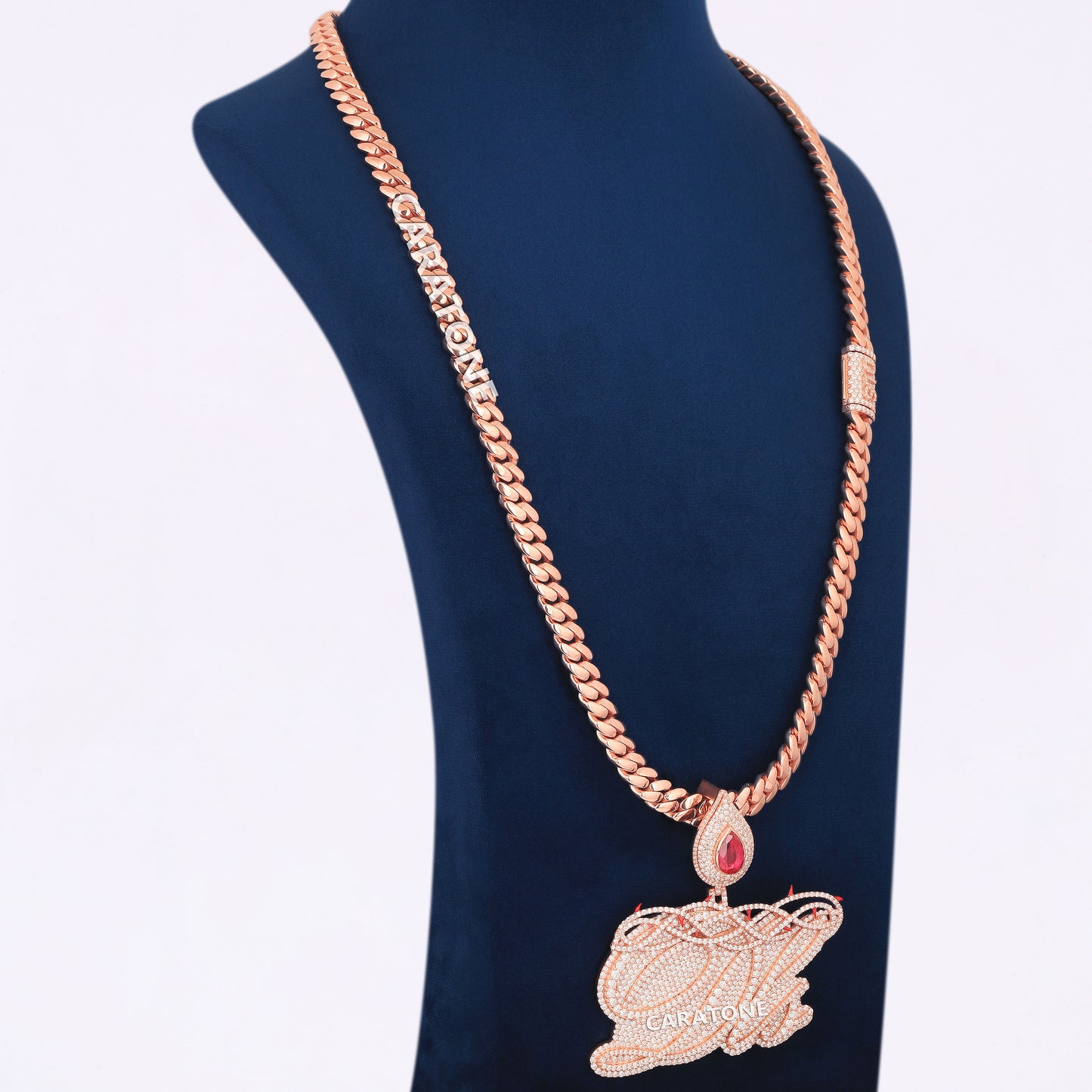 Rose Gold Color With Lab Diamond Custom Chain And Pendant
