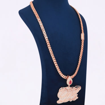Rose Gold Color With Lab Diamond Custom Chain And Pendant