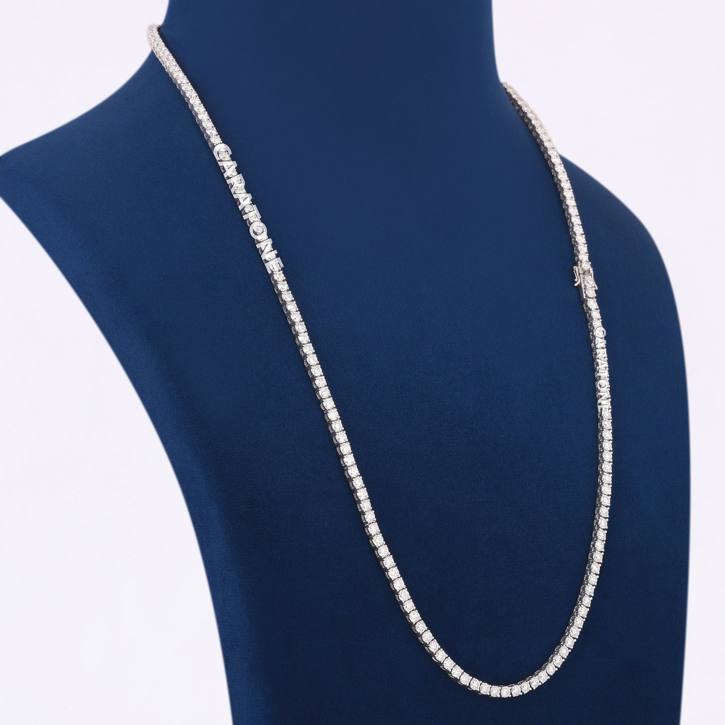 Fully Iced Diamond Tennis Chain in 14K White Gold with VVS Shine and Brilliant Link Design