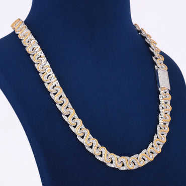 12mm Infinity Link Gold Chain Iced Out Diamond Silver Yellow Gold Rappers Custom Expensive Chains Necklaces for Mens