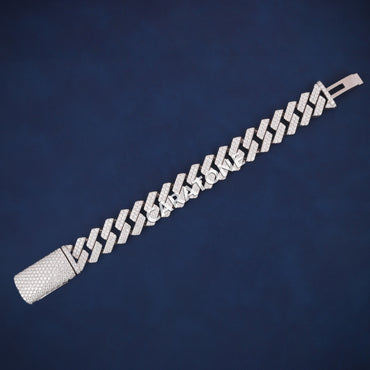 8 Inch 18mm Customized Sterling Silver Iced Out VVS Miami Cuban Link Bracelet for Mens Hip Hop Collection