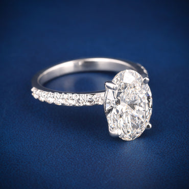 Pave set womens engagement wedding oval diamond ring