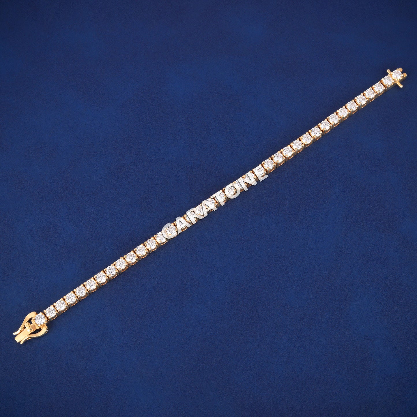 14kt Yellow Gold Plated VVS Round Diamond 4mm Tennis Bracelet for Mens Womens