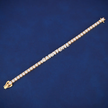 14kt Yellow Gold Plated VVS Round Diamond 4mm Tennis Bracelet for Mens Womens