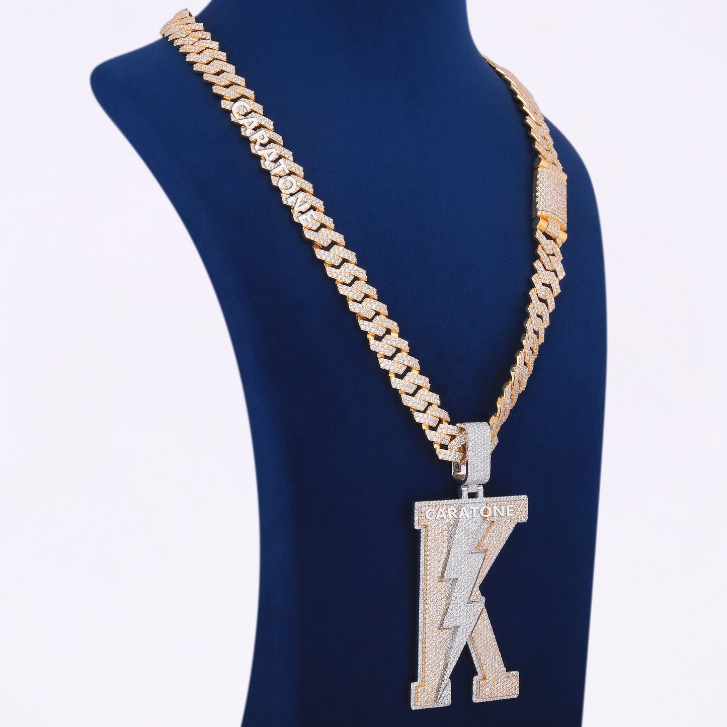 Unique Custom K Letter Pendant With Chain In 925 Sterling Silver