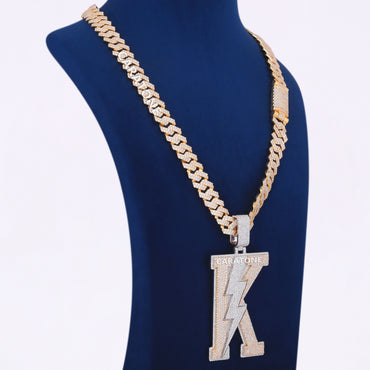 Unique Custom K Letter Pendant With Chain In 925 Sterling Silver