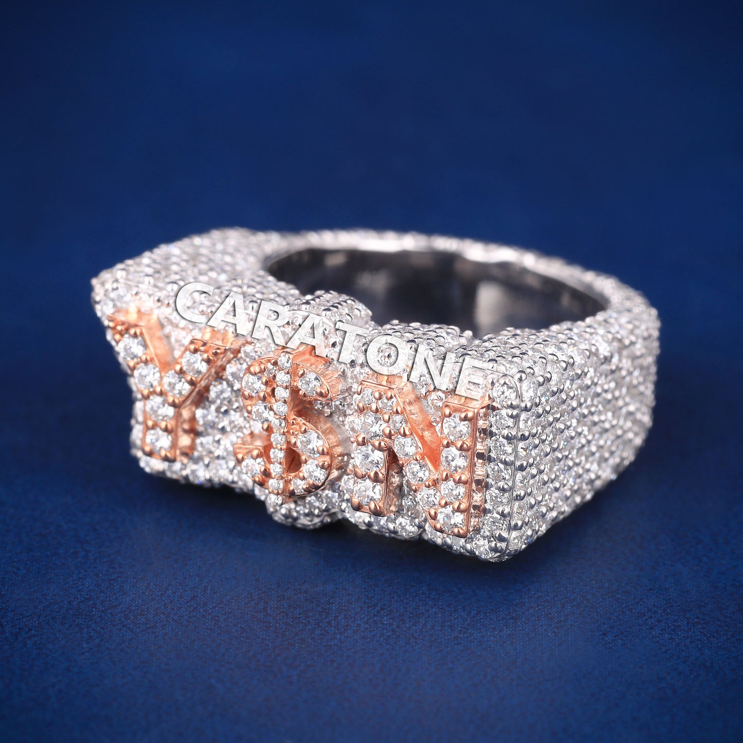 Hip hop customise ring for men and women in two tone