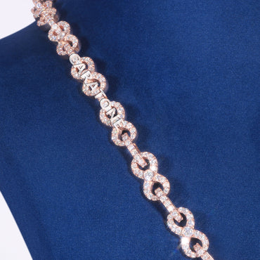 20 inc 10 mm Luxury Rose Gold Plated Iced Out Infinity Link Chain with lab grown  Stones