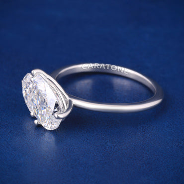 Pear shaped diamond silver engagement ring for women