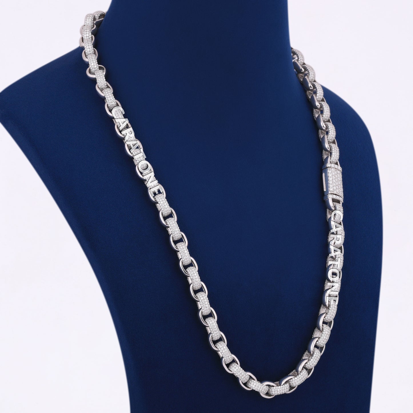 Big Heavy 925 Sterling Silver Belcher Chain Iced Out Round Diamond Link Necklace 20 Inch 3.5mm Gold Hermes Diamond Chain