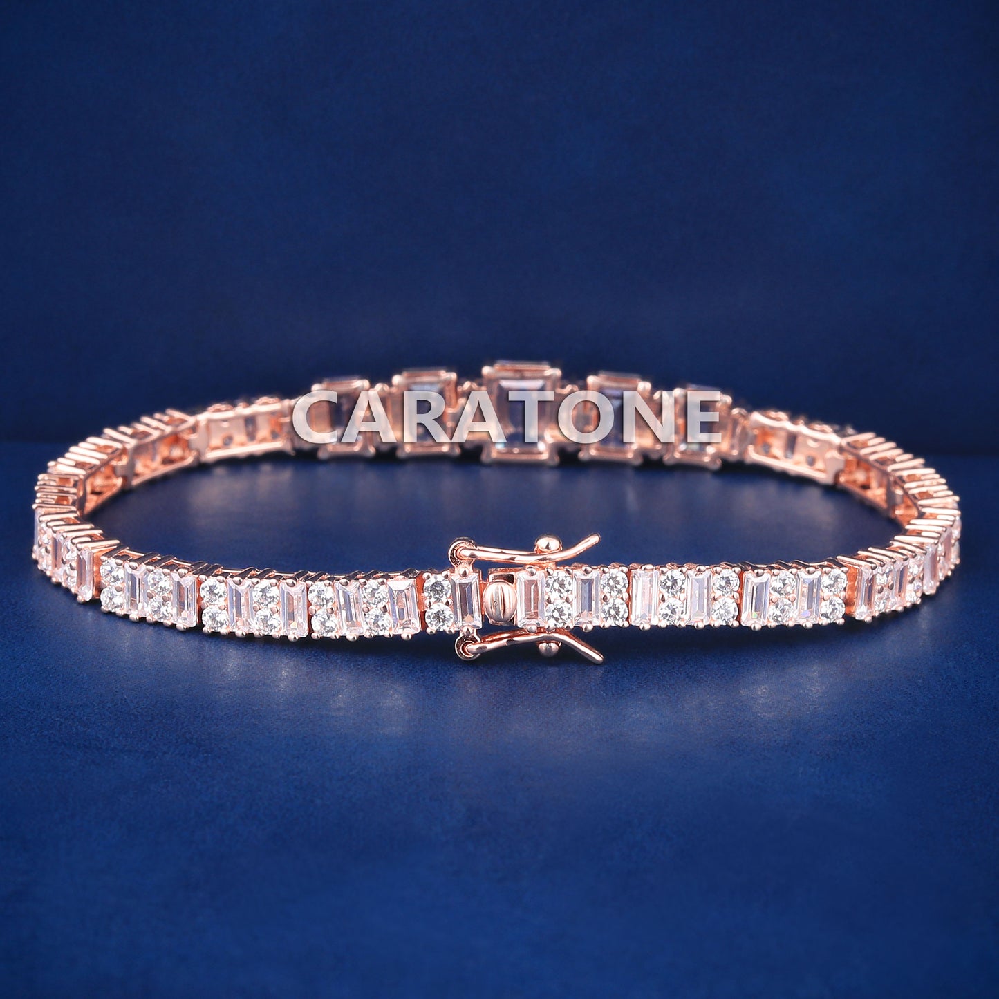 Big Emerald Round Cut Diamond Tennis Bracelets 14kt Rose Gold Iced Out Latest Gold Bracelets Unisex