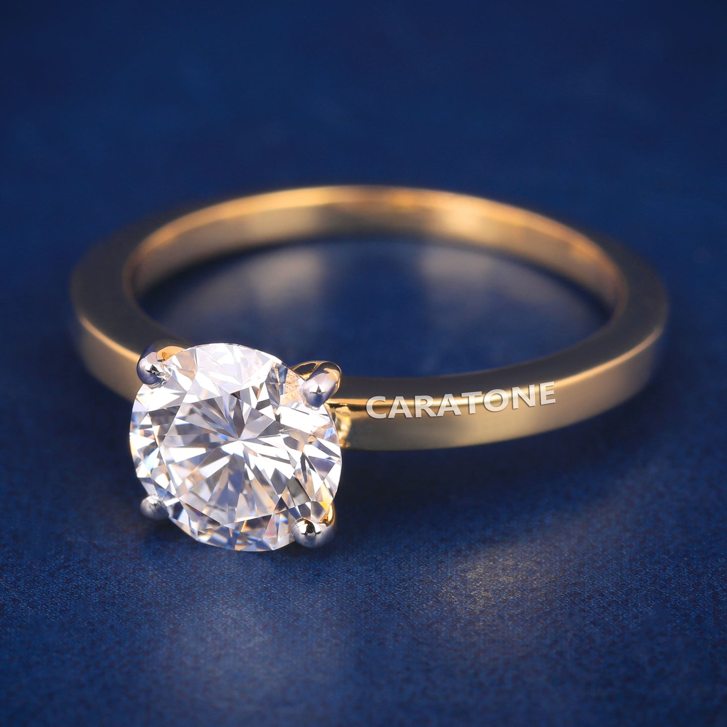 Buy Custom Round Cut Lab Grown Diamond Ring in 14k Yellow Gold Engagement Rings for Women