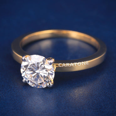 Buy Custom Round Cut Lab Grown Diamond Ring in 14k Yellow Gold Engagement Rings for Women