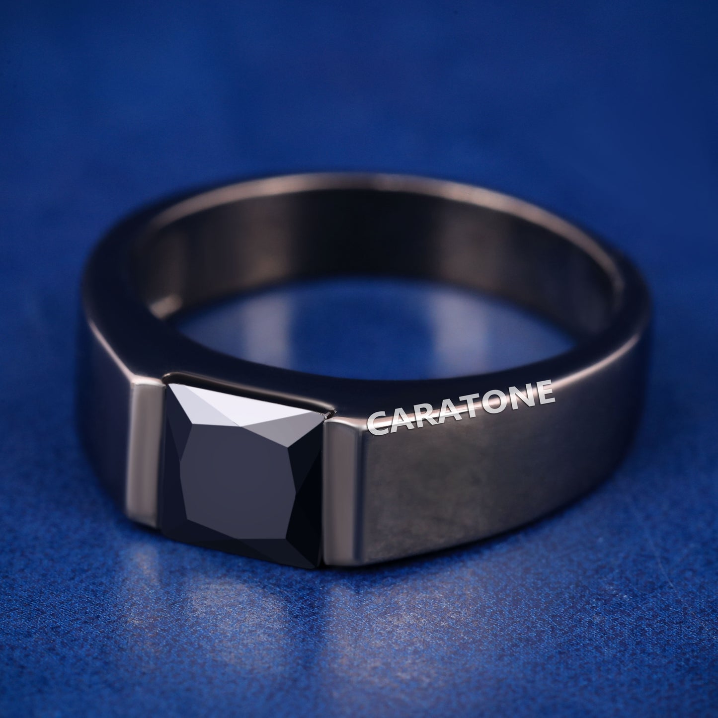 Princess Cut Diamond Engagement Ring Custom Rapper Diamond Ring in Mens Black Ring with Black Diamonds