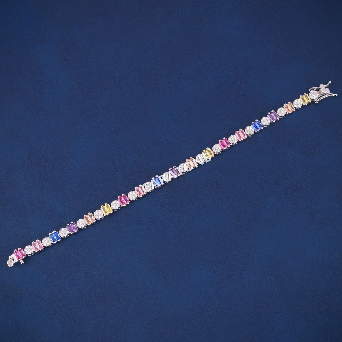 Buy Rainbow Sapphire Tennis Bracelets 925 Silver Multicolor Diamond Bracelet Iced Out Customized Bracelets