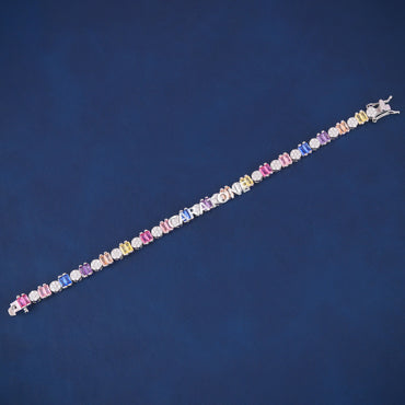 Buy Rainbow Sapphire Tennis Bracelets 925 Silver Multicolor Diamond Bracelet Iced Out Customized Bracelets