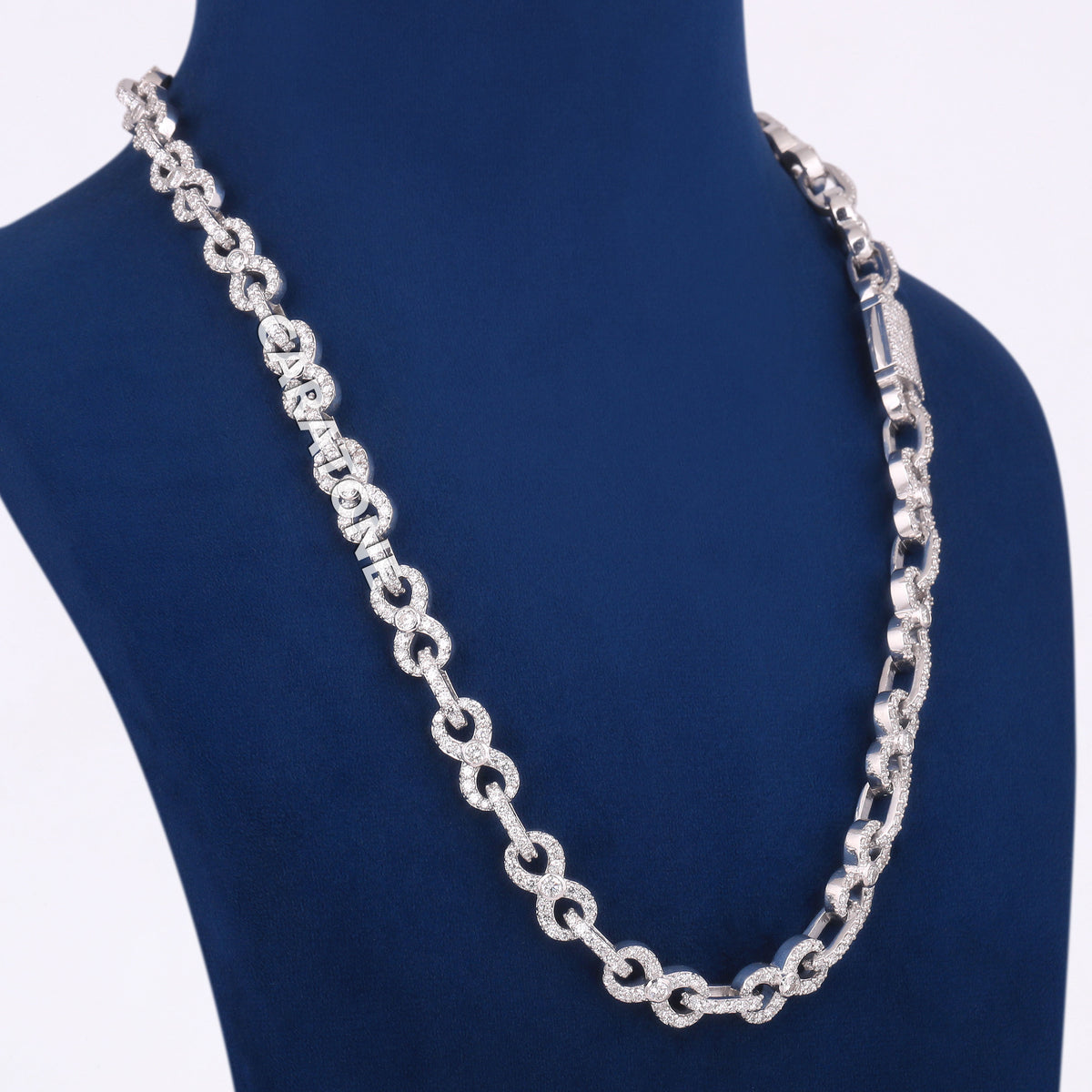 22 Inch 10 MM  Luxury White Gold Plated Iced Out Infinity Link Chain Lab Grown Diamond