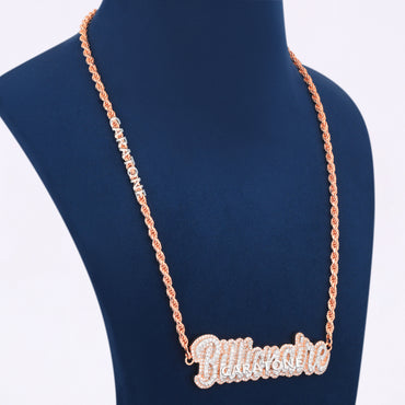 Billonaire Letter Pendant With Rope Chain In 14KT Yellow Gold