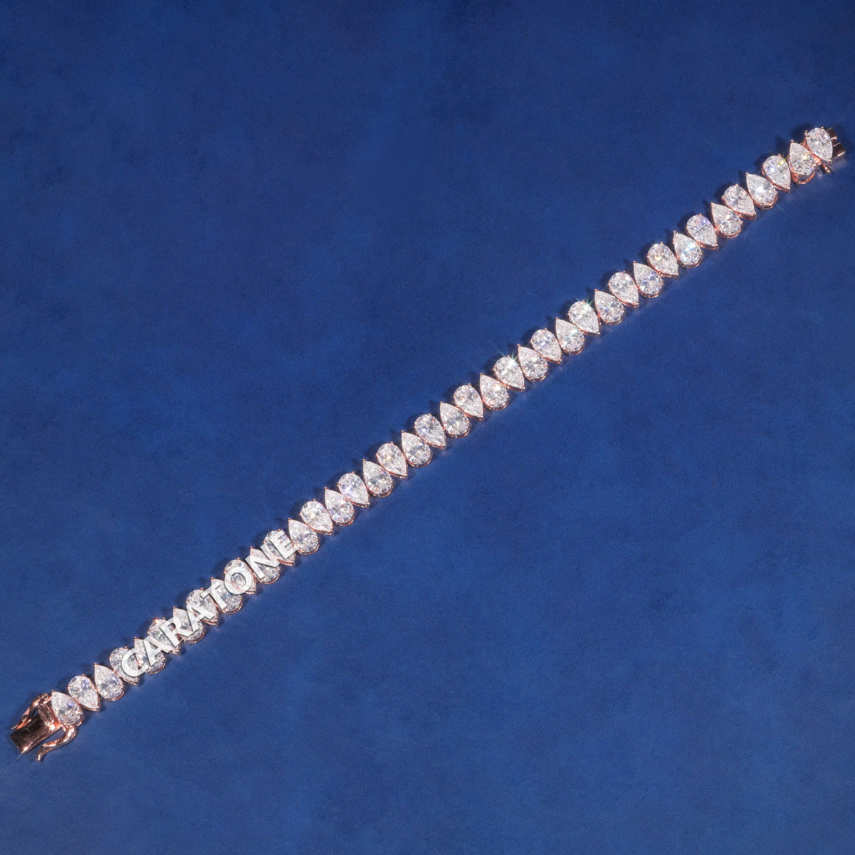 Luxury Rose Gold Plated Pear Cut Lab Grown Diamond Tennis Bracelet