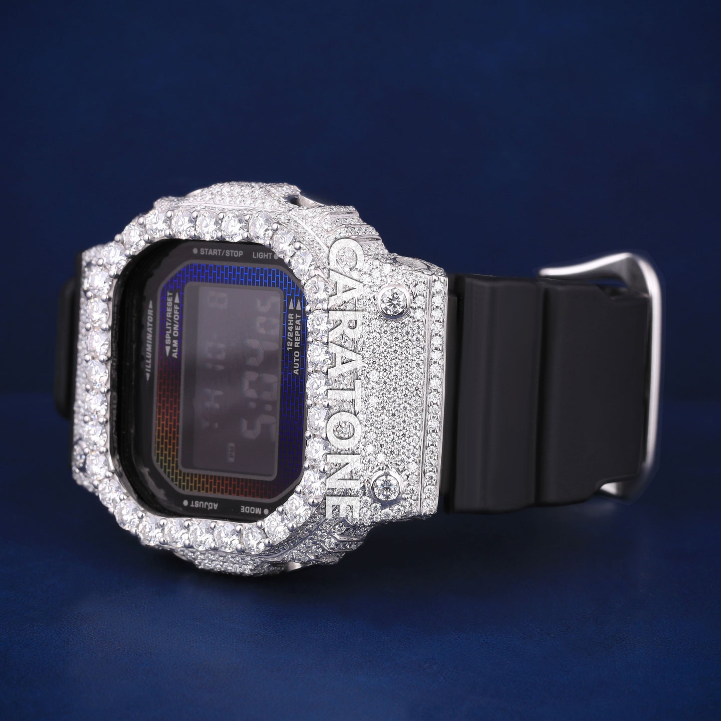 Half iced out without dial hip hop custom made branded digital watch