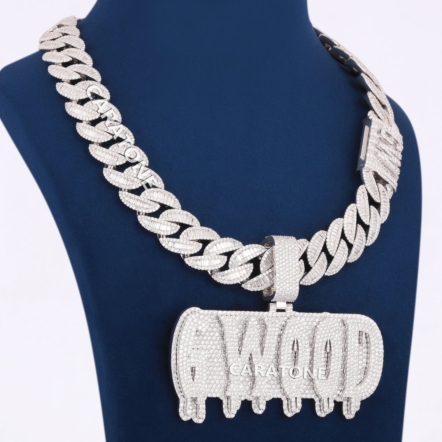 925 Sterling Silver With Lab Diamond Custom Chain With Pendant