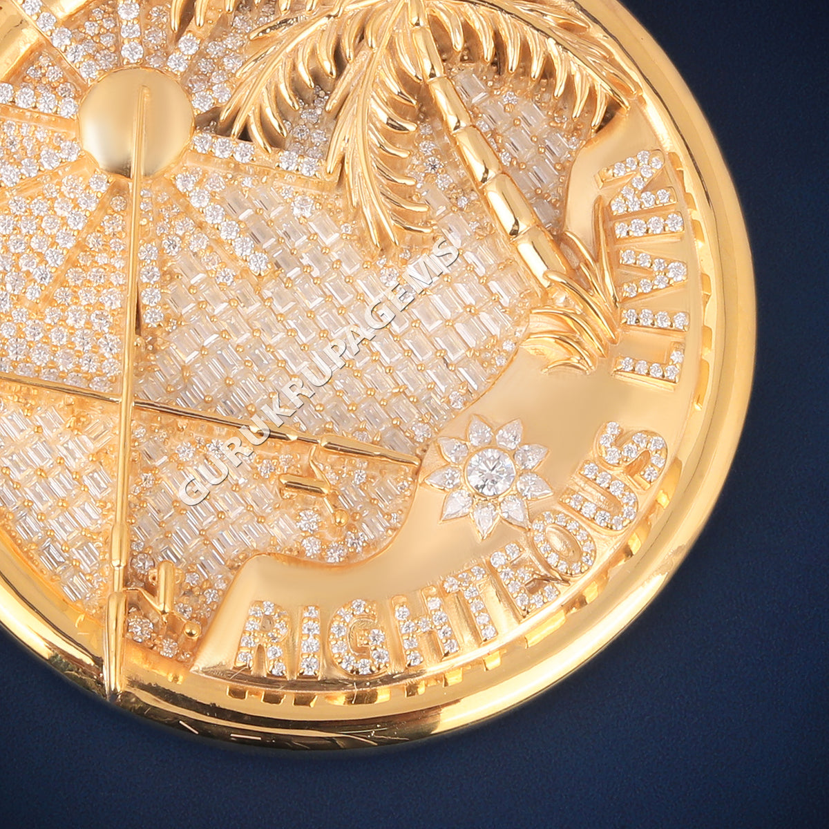 Custom Yellow Gold Beach Scene Hip Hop Pendant with Lab Grown Diamonds