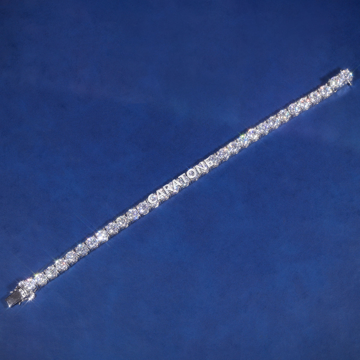 Luxury White Gold Plated Round Brilliant Cut Lab Grown Diamond Single Row Tennis Bracelet