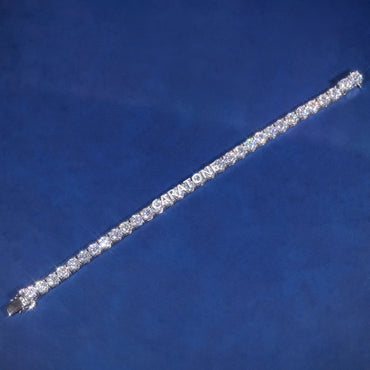 Luxury White Gold Plated Round Brilliant Cut Lab Grown Diamond Single Row Tennis Bracelet
