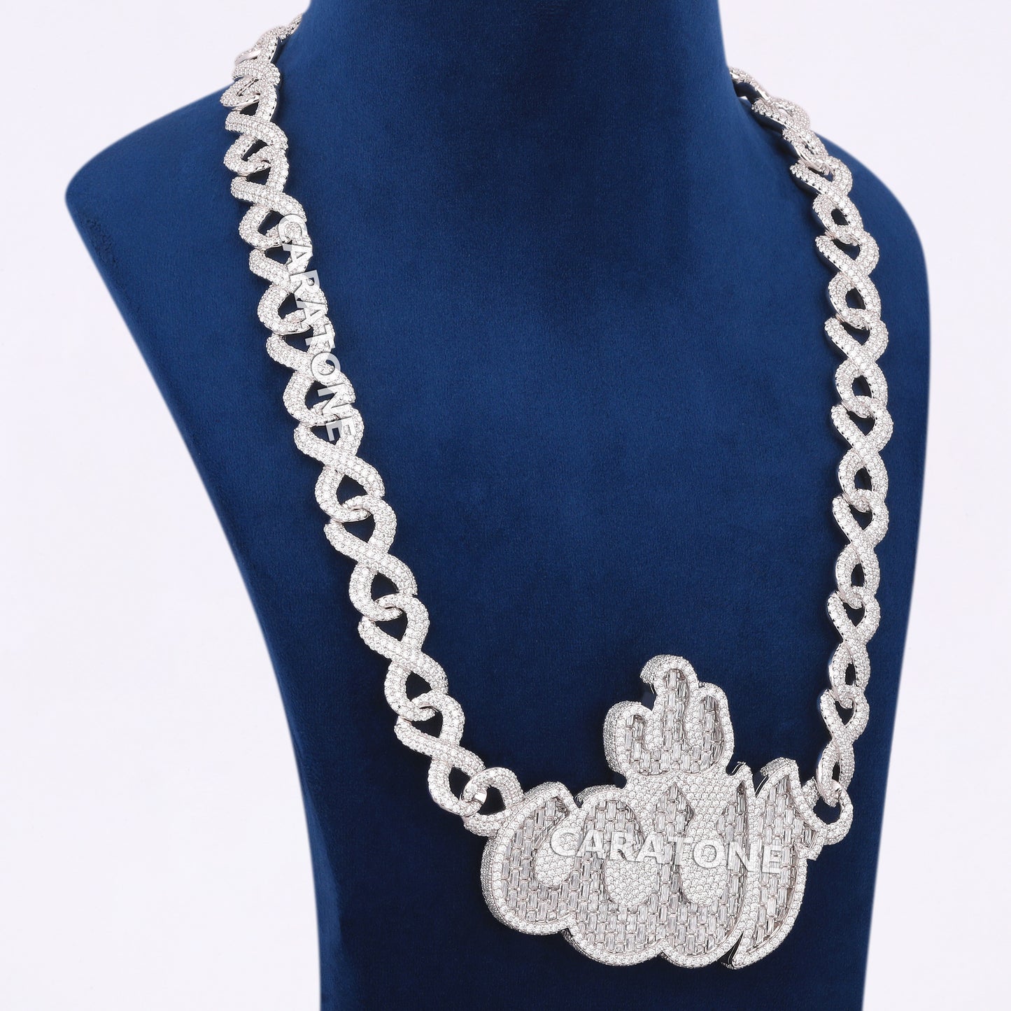 Custom Handmade Diamond Chain With Pendant In 925 Sterling Silver With Lab Diamond
