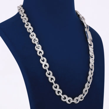Infinity Cuban Link Chain 24inch 10MM White Gold Plated Round VVS Diamonds Chain Necklace For men