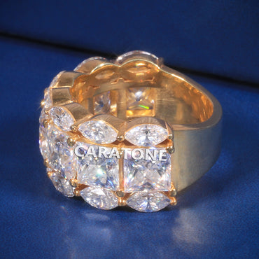 Premium Yellow Gold Statement Ring with Brilliant Diamond Setting