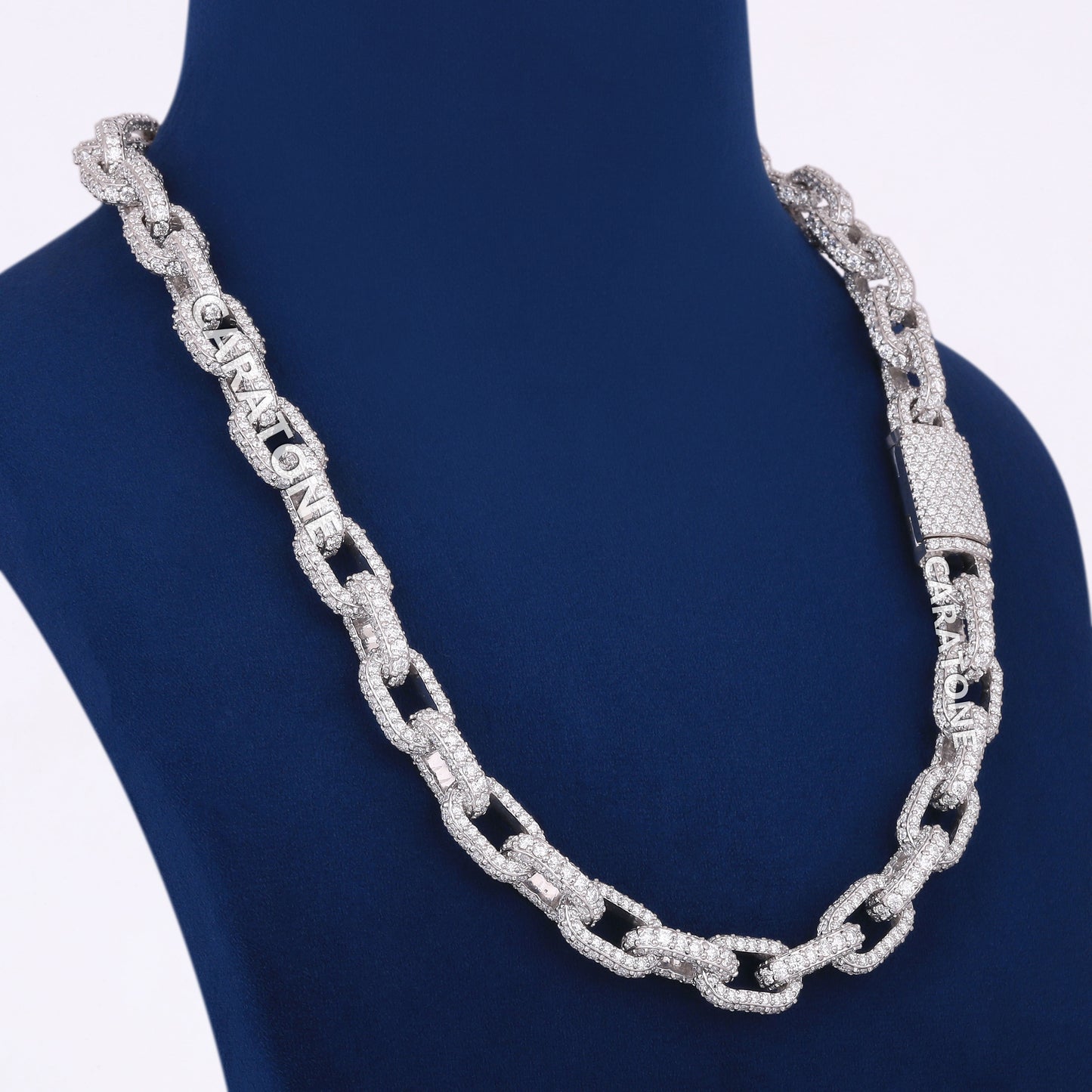 14k White Gold Mens Hermes Link Chain 12mm in Iced Out VVS Diamonds 20 inch Rappers Custom Ice Necklace
