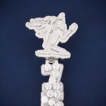 3D Stacked Diamond Letter Pendant with Custom Logo Bail Lab Grown Diamonds