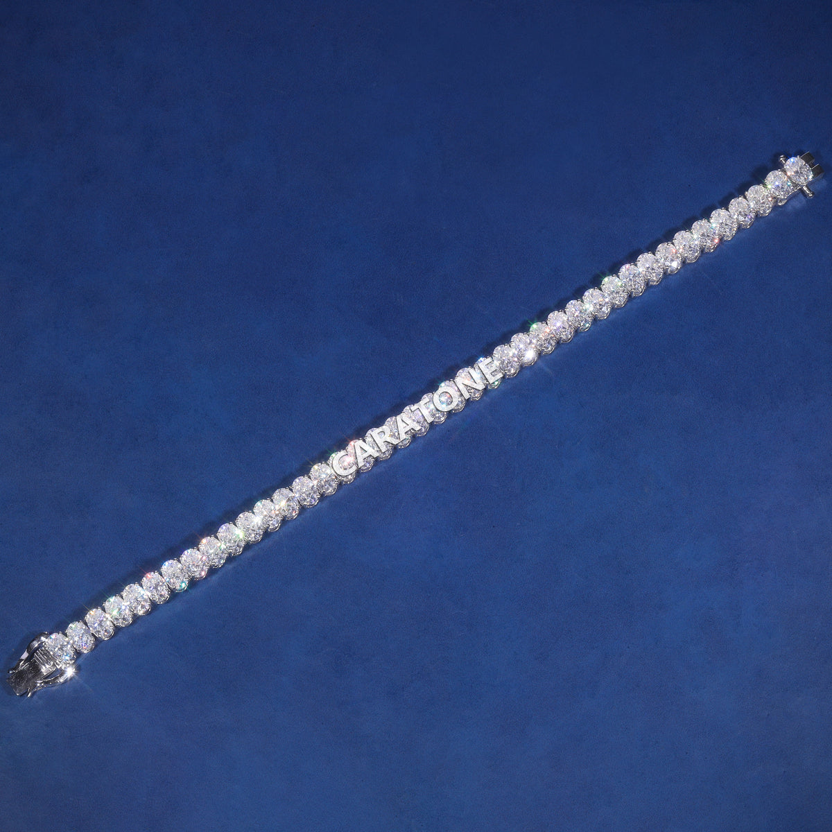 Premium White Gold Plated Oval Brilliant Cut Lab Grown Diamond Eternity Tennis Bracelet