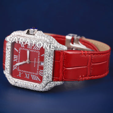 Womens Ice Watches Red Rubber Strap with Dial Stainless Steel New Unique Watches Unisex